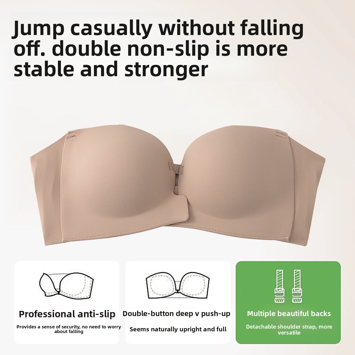 Front Clasp Strapless Invisible Push Up Bra