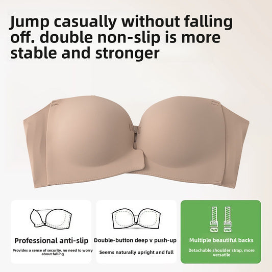 Front Clasp Strapless Invisible Push Up Bra
